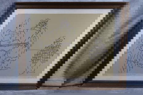 Hanny Fries(Switzerland, B.1918-2009): Vive le Cirque by Swiss artist Hanny Fries limited edition lithograph signed on the lower right and numbered 105/300. Dimensions: H:25in L:31in