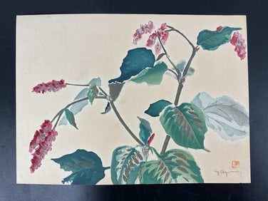 Traditional Japanese Botanical Woodblock Print