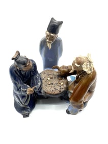 Chinese Porcelain Trio – Scholars Playing Go