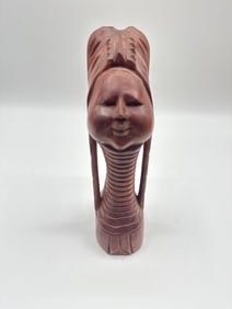 African Tribal Woman Wood Bust Sculpture