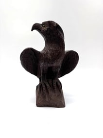 Hand-Carved Wooden Eagle Sculpture
