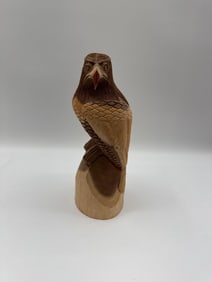 Hand-Carved Wooden Hawk or Eagle Sculpture