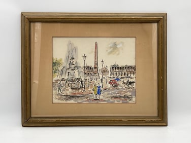 Paris Fountain, Signed, Artist Unknown