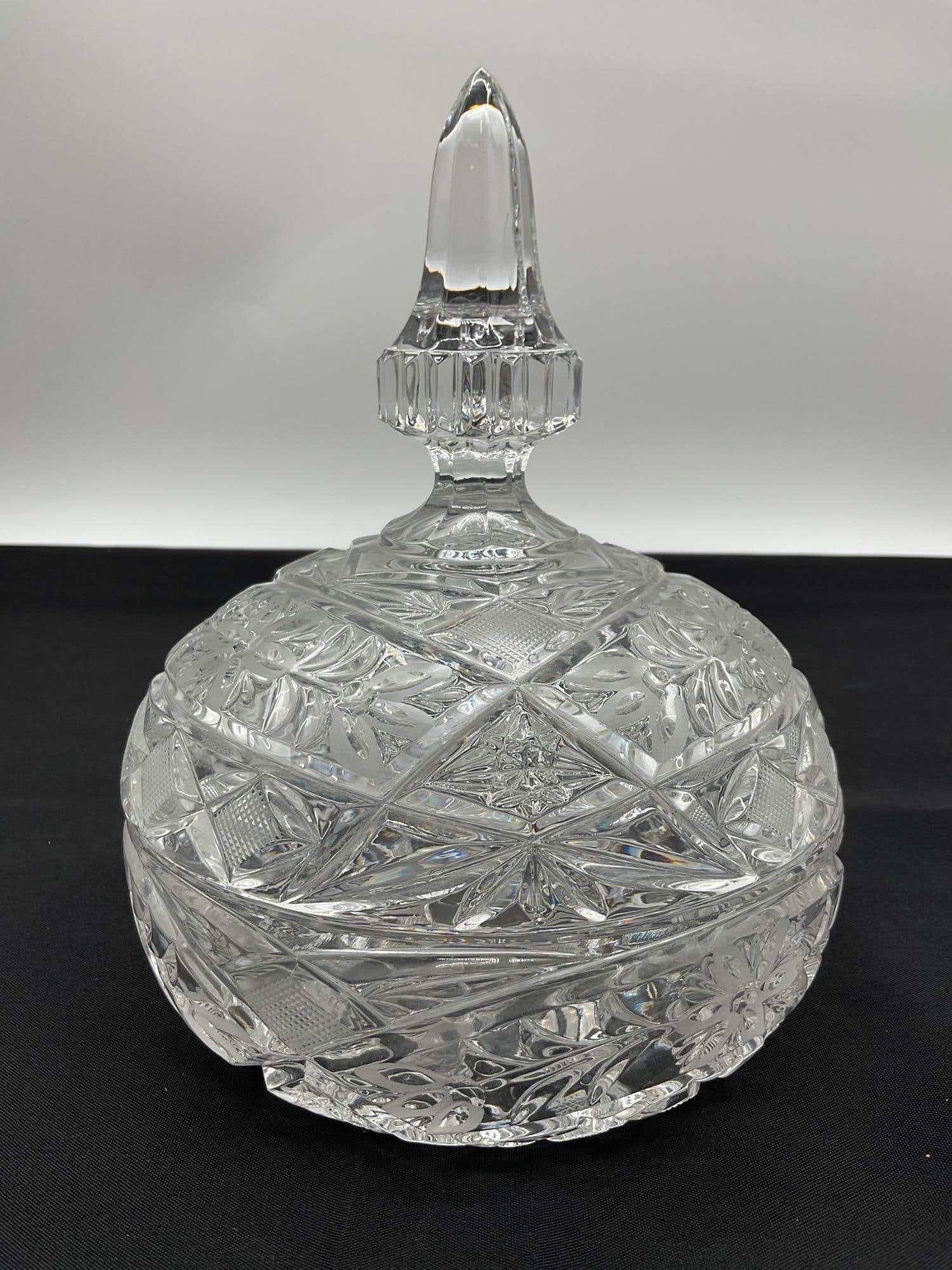 Vintage Cut Glass Covered Candy Dish (1 of 4)