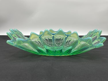 Mid-Century Art Glass Bowl in Green and Blue