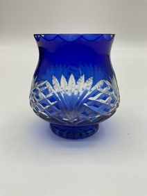 Cut to Clear Blue Crystal Vase