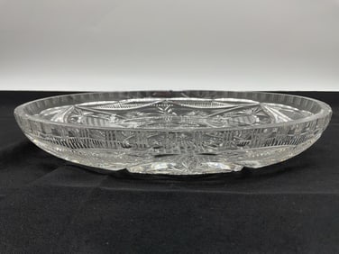 Cut Crystal Tray with Floral Star Pattern