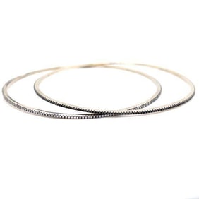 18K Yellow Gold Pair of White & Black Diamond Bangles