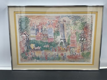 Parisian Street Scene by Charles Cobelle (France, 1902-1994) Lithograph