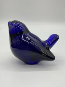 Cobalt Blue Art Glass Bird Figurine