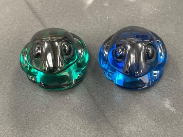 Pair of German Lead Crystal Turtle Figurines