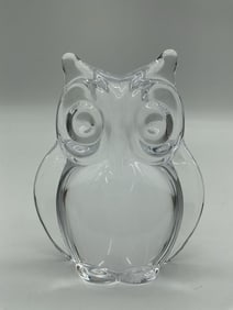 Murano Clear Glass Owl Figurine