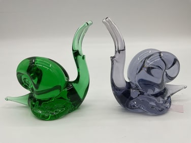 Pair of Murano Art Glass Snail Figurines