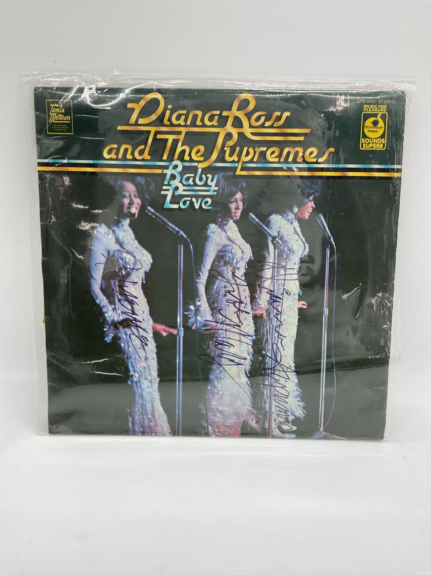Signed "Baby Love" Album by Diana Ross and The Supremes: Baby Love album by Diana Ross and The Supremes, autographed on the front cover by group members including Diana Ross. Includes two Certificates of Authenticity from Field of Dreams confirming the sign