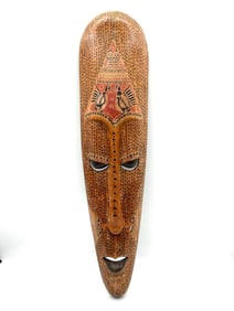 Hand-Carved Tribal Mask with Geometric Motifs