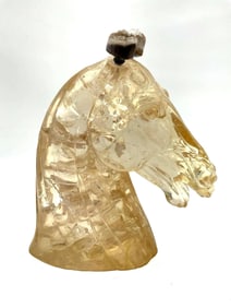 Carved Horse Head with Crystal Horns