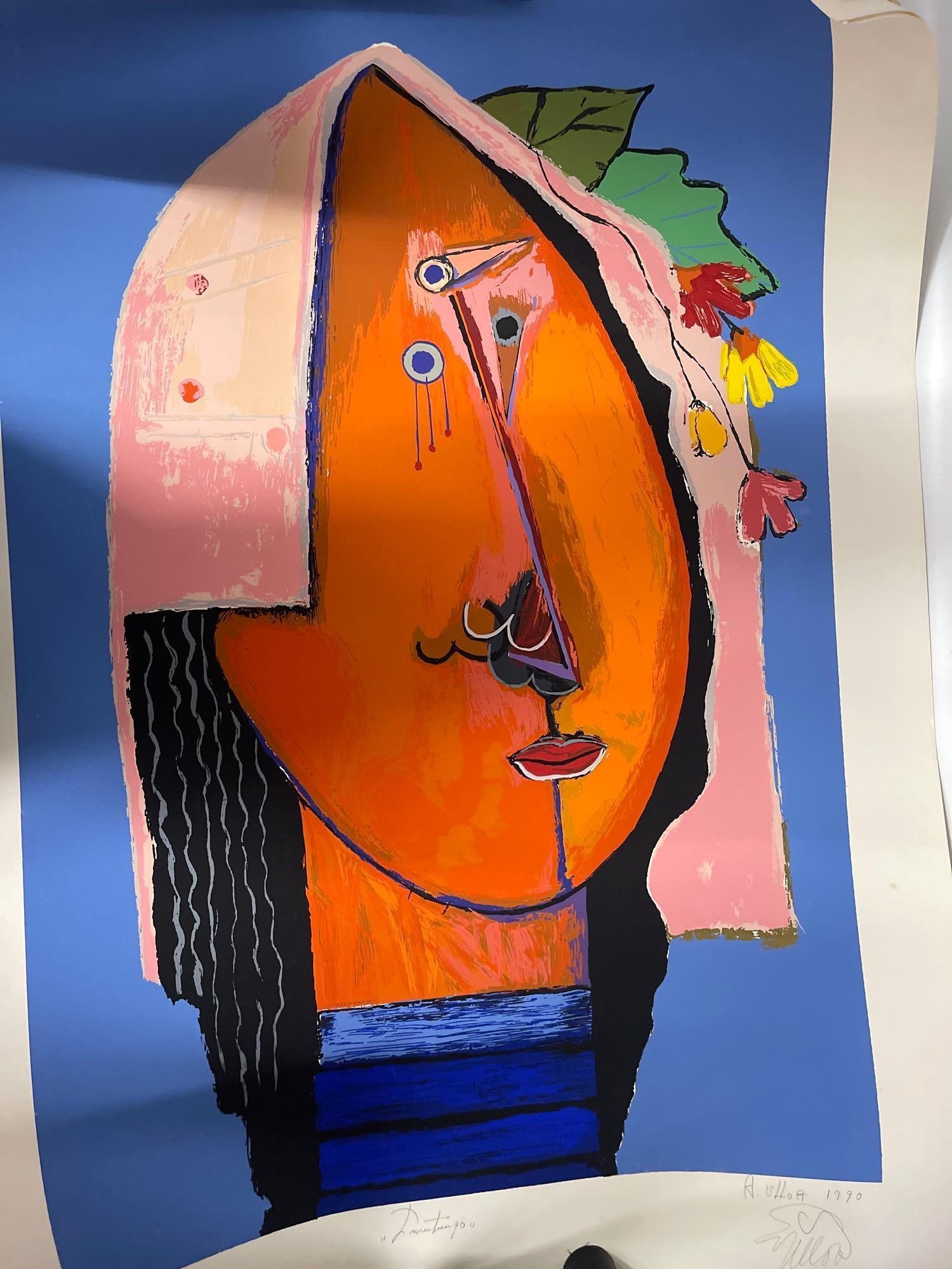 Abstract Portrait by Alberto Ulloa (Dominican Republic, 1950-2011) Serigraph (1 of 5)