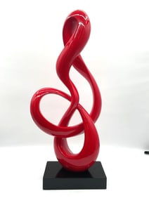 Abstract Red Infinity Loop Sculpture