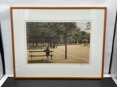 "Seated man" by Harold Altman (American, 1924-2003) Lithograph