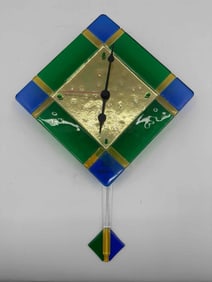 Fused Glass Wall Clock by Vetri D’arte A R Fusione made in Italy