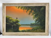 River Sunset by Sam Newton (American, b.1948) Oil on Board