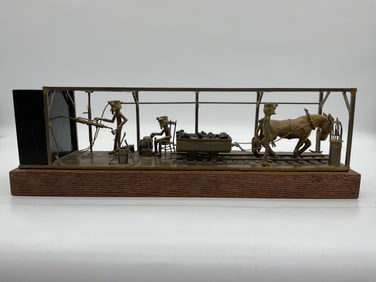 Brass Coal Mine Diorama with Horse and Miners by Butch Honeck
