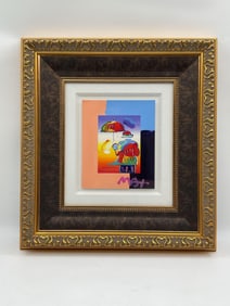 "Umbrella Man" by Peter Max (German/American, b.1937) Mixed Media