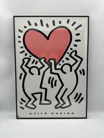 Figures with red Heart after Keith Haring Poster