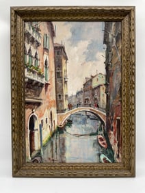 Venetian Bridge Scene by L Mazzini