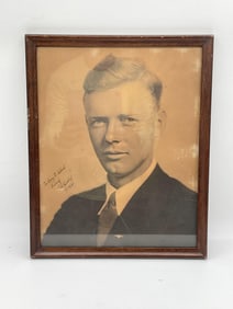 Antique Sepia Portrait of Charles Lindbergh vintage photo
