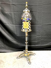 Tall Marbled Glass Display Jar with Marbles