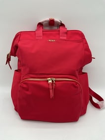 Tumi Red Nylon Backpack with Front Pocket Accent
