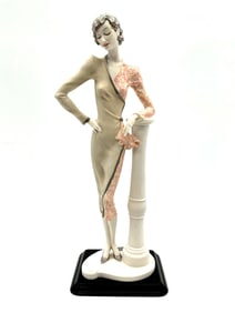 Art Deco Style Lady with Column Figurine