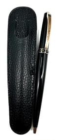 Christian Dior Black Lacquer Ballpoint Pen with Pyramid Stud Accents and Leather Pouch