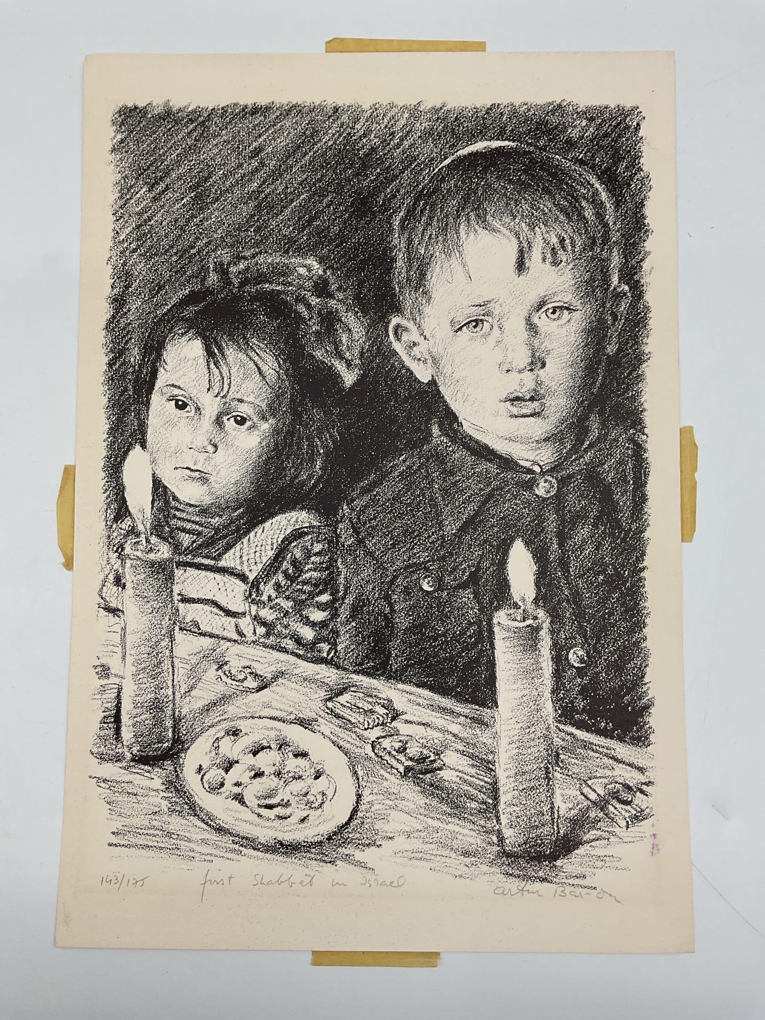 "First Shabbat in Israel" Arthur Bar-On (Israel, b.1943) Lithograph (1 of 3)