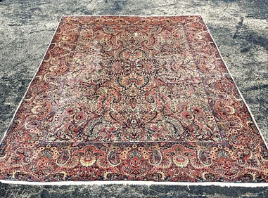 Persian Style Wool Rug with Floral Motif