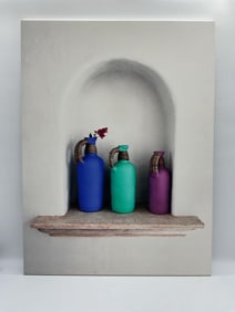 Still Life with Colorful Jugs Acrylic on Canvas