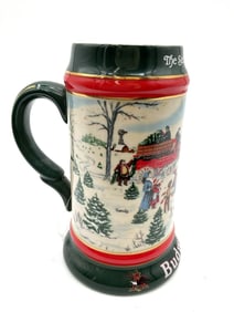 1991 Budweiser Collector's Series Clydesdales Winter Scene Stein Glazed ceramic