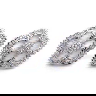 18K White Gold Crystal & Diamond Flower Earrings: 18K White Gold Crystal & Diamond Flower Earrings Weighing 10.0 grams Set with 0.62 Ct. of Diamonds F-G Color, VS1-SI1 Clarity 0.75 inches in length