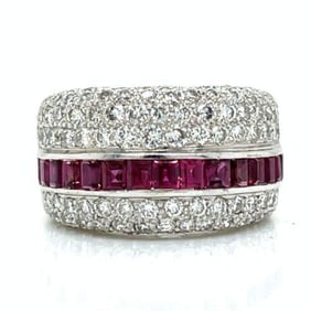 18K White Gold Ruby & Diamond Ring