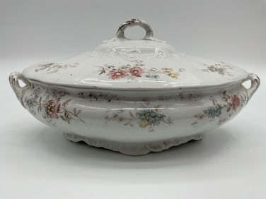 Vintage Floral Covered Serving Dish