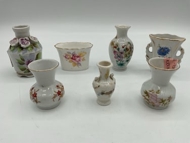 Collection of Miniature Hand-Painted Porcelain Vases