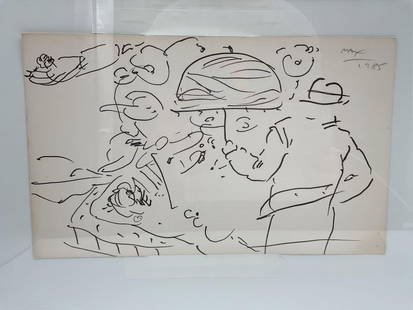 Original Ink Drawing By Peter Max 2: Dimensions: H9in L14in Medium: Ink on paper Artist: Peter Max Date: 1985