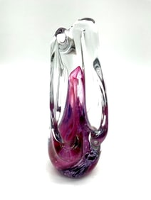 Abstract Pink and Clear Glass Sculpture by Robinson Scott