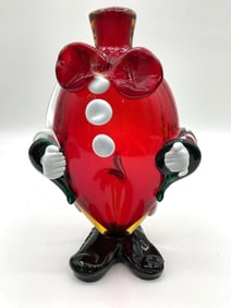 Clown Torso Art Glass Sculpture with Red Bowtie