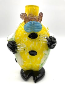 Whimsical Crowned Creature Glass Sculpture