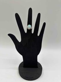 Opal and Diamond Cocktail Ring in 14kt White Gold