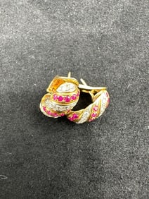 Stunning 18kt Gold, Ruby and Diamond Earrings