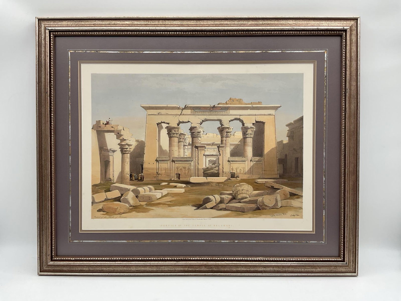 "Portico of the Temple of Kalabshi" by  David Roberts (England, 1796-1864) Lithograph (1 of 3)