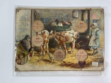 Antique Farm-Themed Spinning Game Board - Box 12
